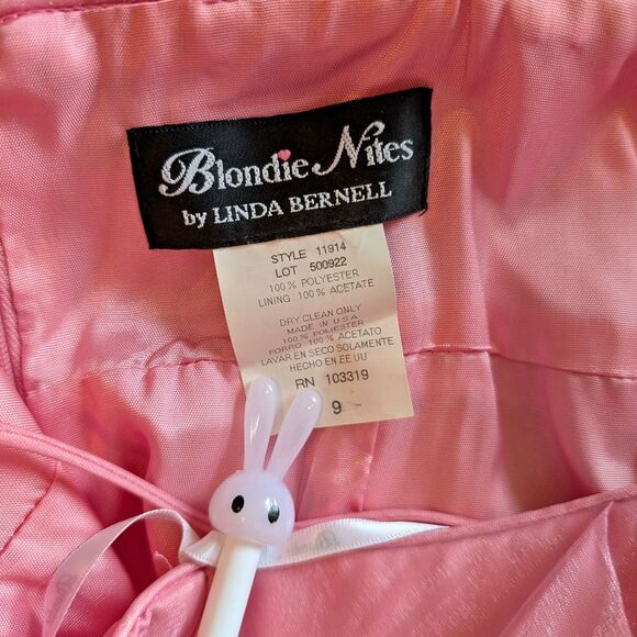 Vintage 90s Blondie Nites Pink Prom Gown Princess Maxi Dress Empire Regency 9 - Picture 8 of 15